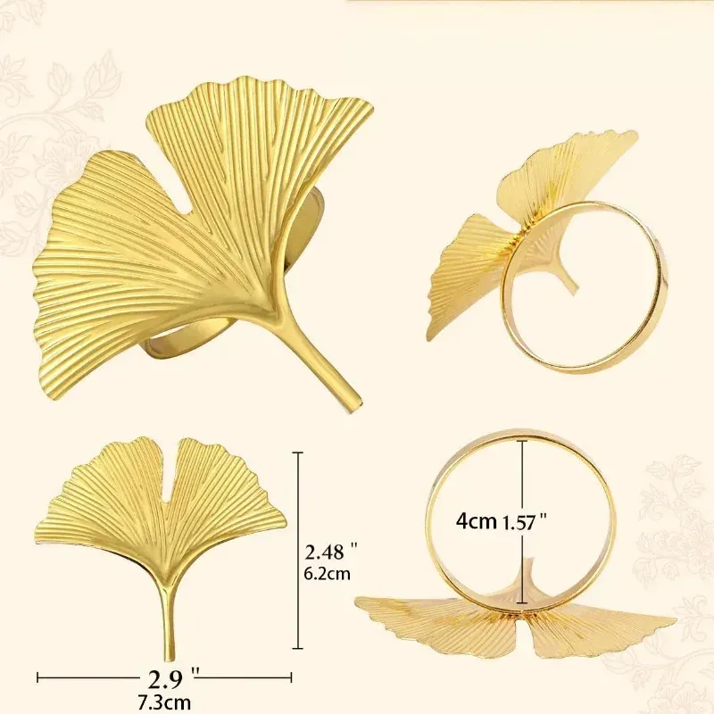 Ginkgo Biloba Napkin Rings Set of 6 5