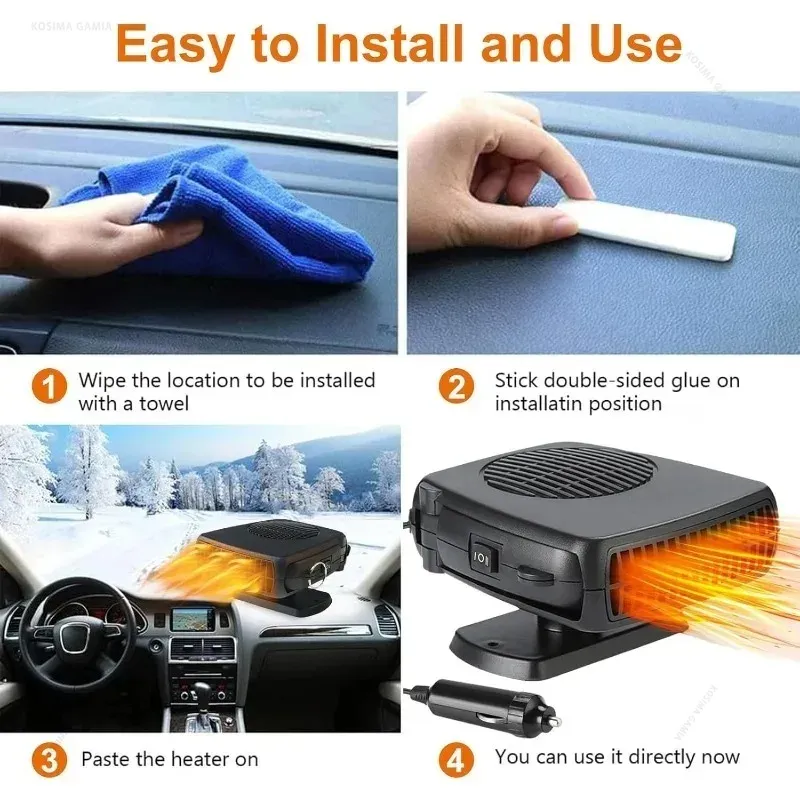 150W 12V/24V Car Heater Defroster Fan 6
