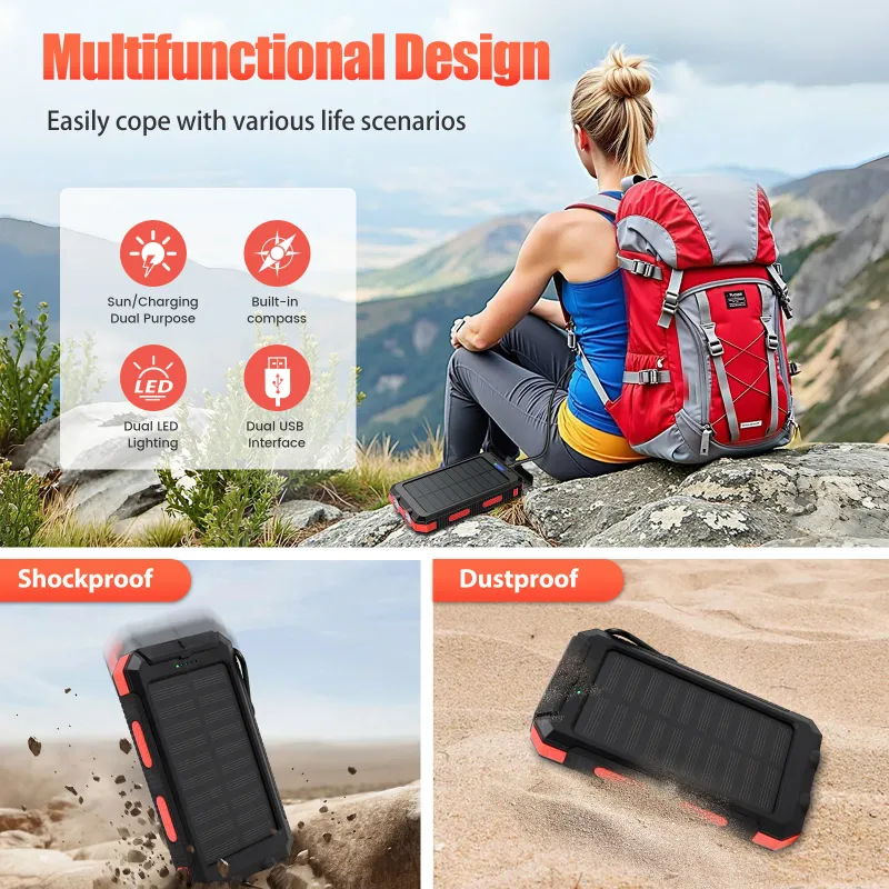 10000mAh Solar Power Bank with Flashlight 3