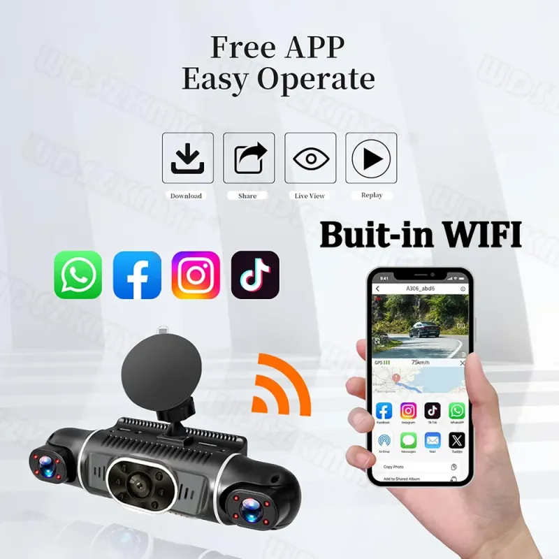 4K 360° Dash Cam with 4 Cameras 3