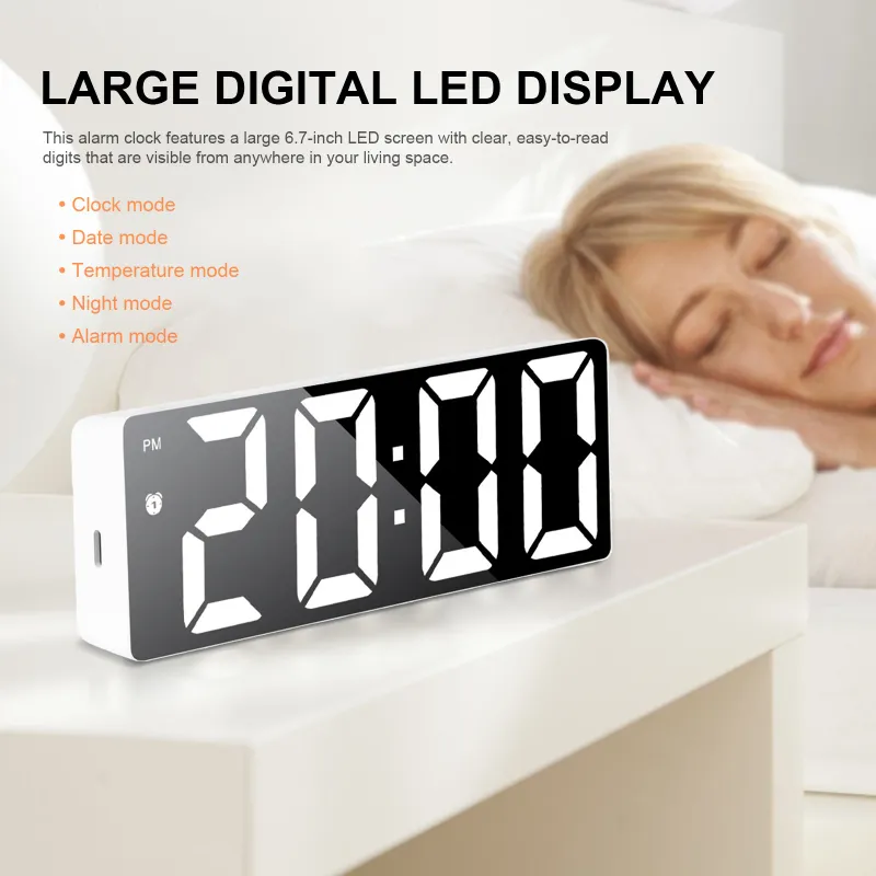 LED Digital Alarm Clock with Date & Temperature 3