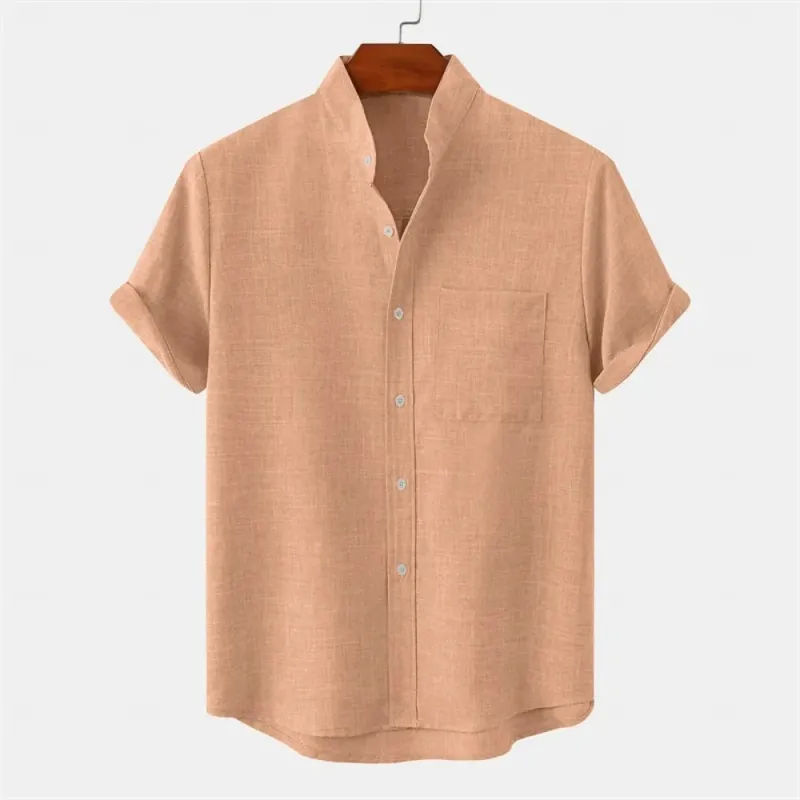 Men's Linen Short-Sleeve Collared Shirt 2