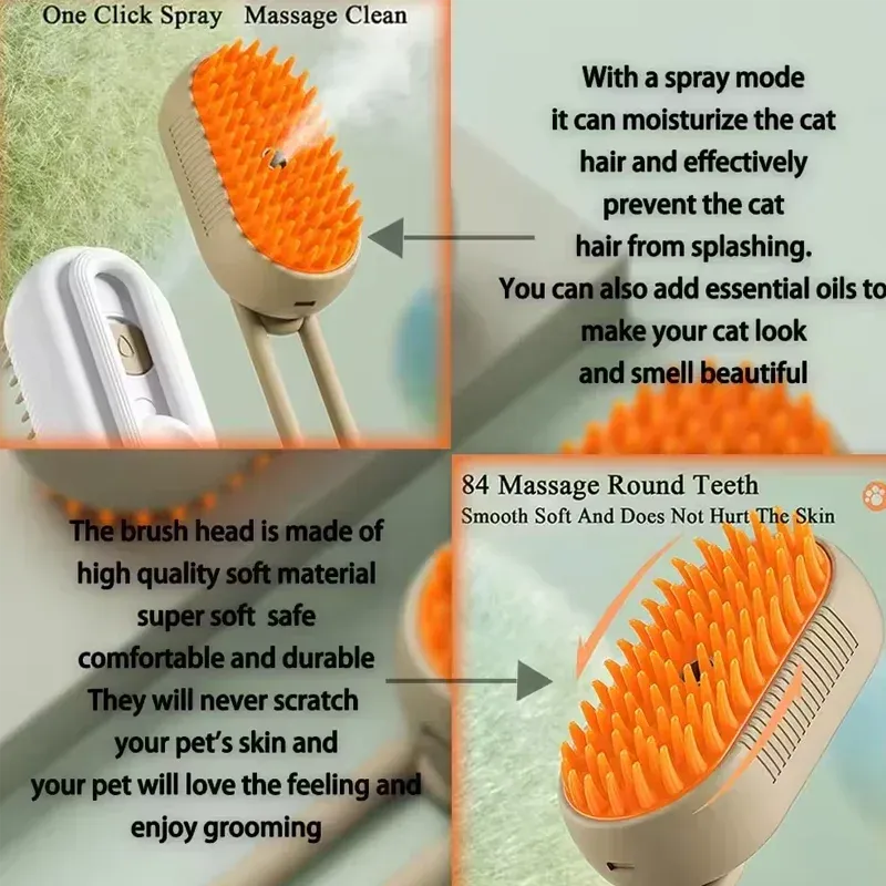 Pet Steam Spray Massage Bath Brush 4