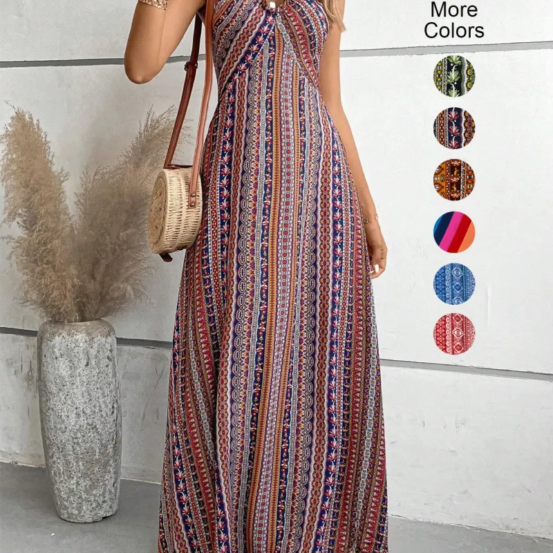 Women's Boho Ethnic Split Thigh Maxi Dress 1