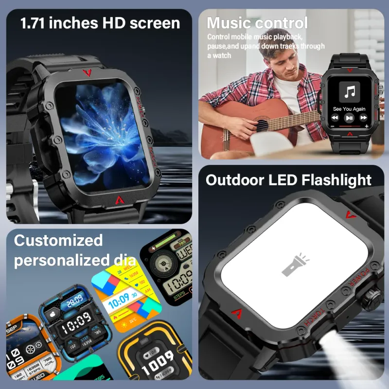 Men's LED Flashlight Smart Watch 5