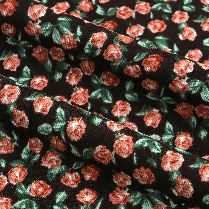 Floral Corduroy Fabric - DIY Dress Material 6