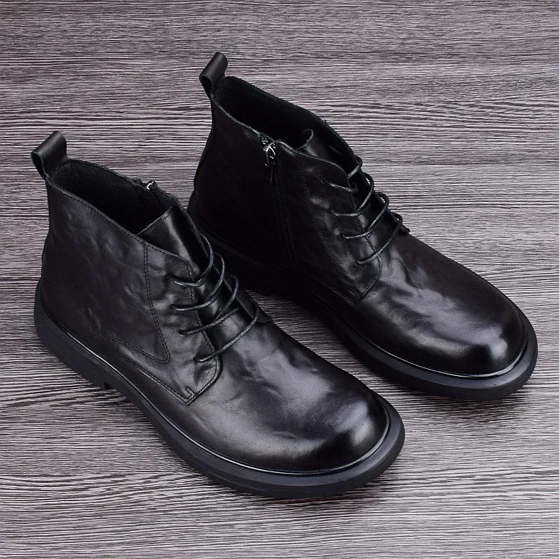 Men's Leather High Top Ankle Boots 4