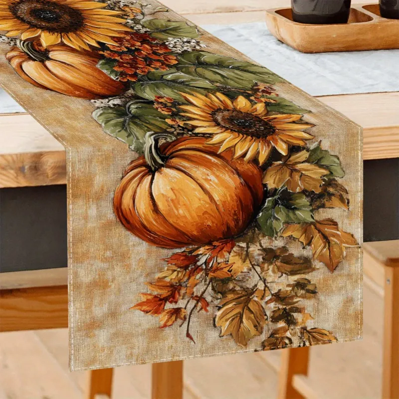 Autumn Pumpkin Sunflower Table Runner 2