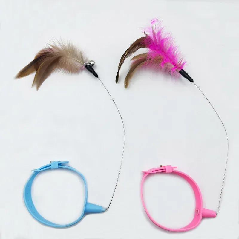 Hands-Free Cat Collar Feather Wand Toy 6