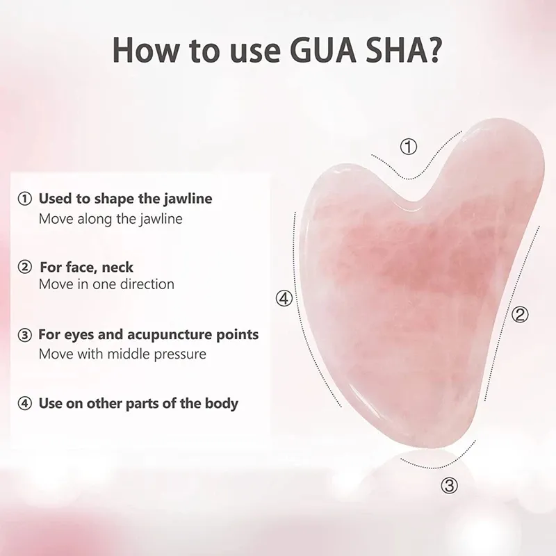 Rose Quartz Jade Roller & Gua Sha Set 4