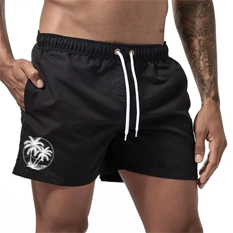 Coconut Tree Print Swim Trunks 4