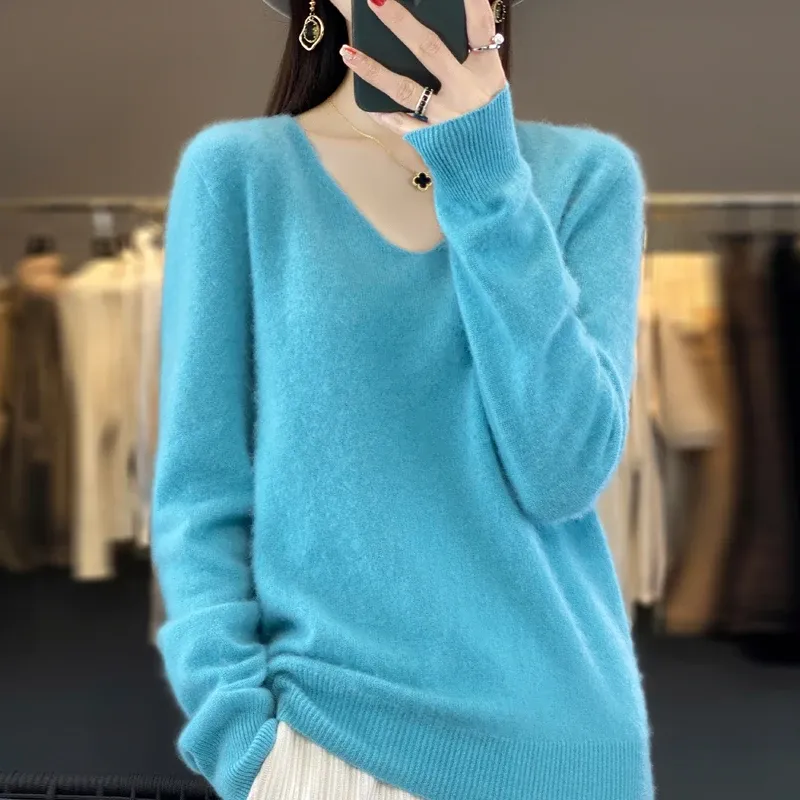 Merino Wool V-Neck Sweater 2