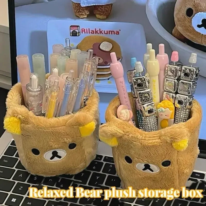 New Cute Rilakkuma Pen Holder Cartoon Anime Pen Container Desk Organizer Decorations School Students Gifts Stationery Supplies 1