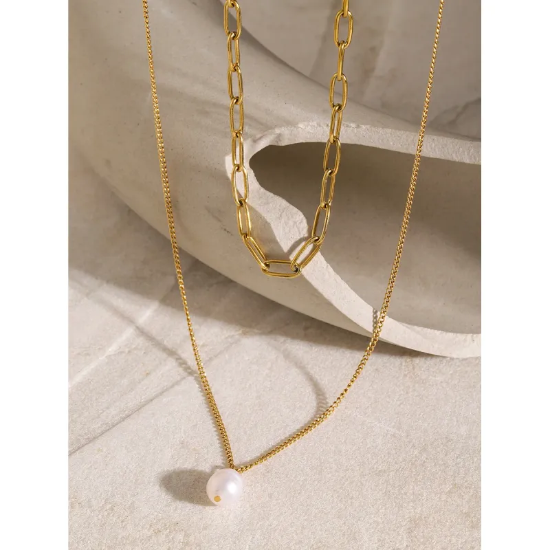 Gold Plated Pearl Pendant Necklace 5