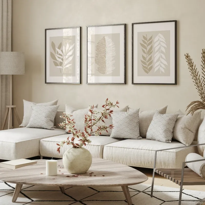 Beige Botanical Wall Art Set of 3 5