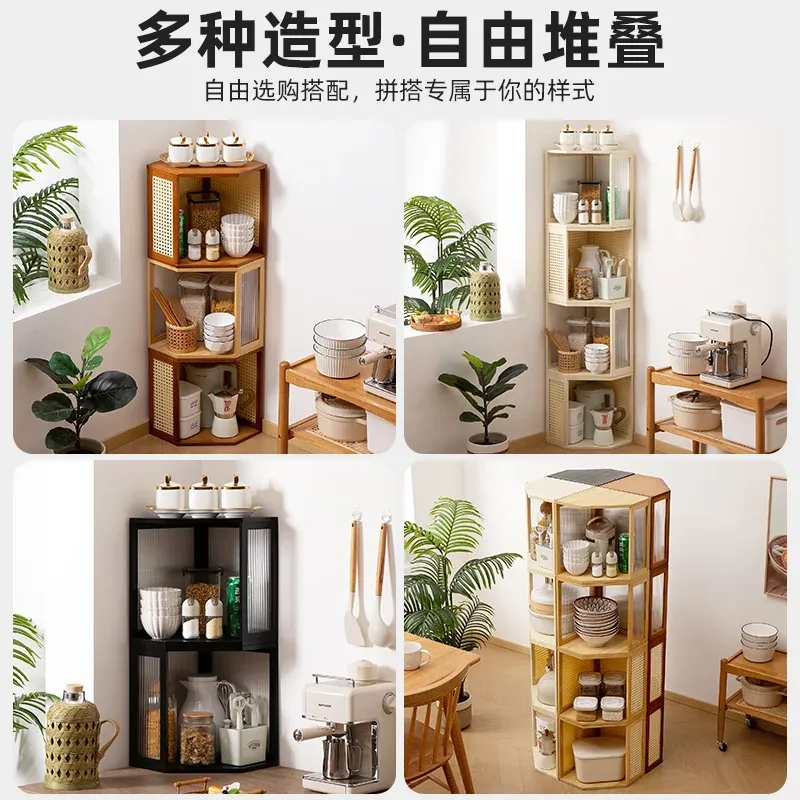 Bamboo Corner Spice Rack Organizer 5