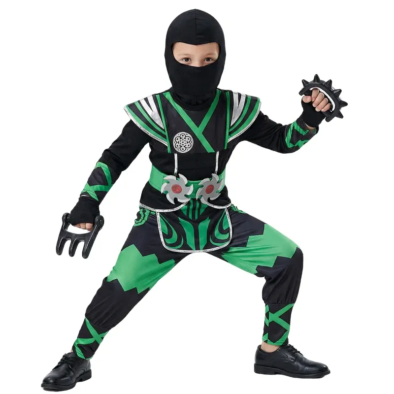 Green Ninja Kids Costume 9PC Set 1