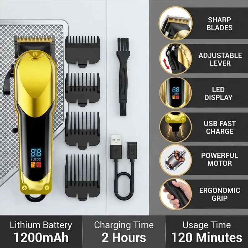 Cordless Hair Clipper & Trimmer Grooming Kit 7
