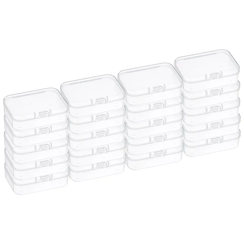 Clear Storage Box with Hinged Lid, Plastic Stackable Rectangle Organizer Container for Bead Jewelry Small Item Art Craft Project 1