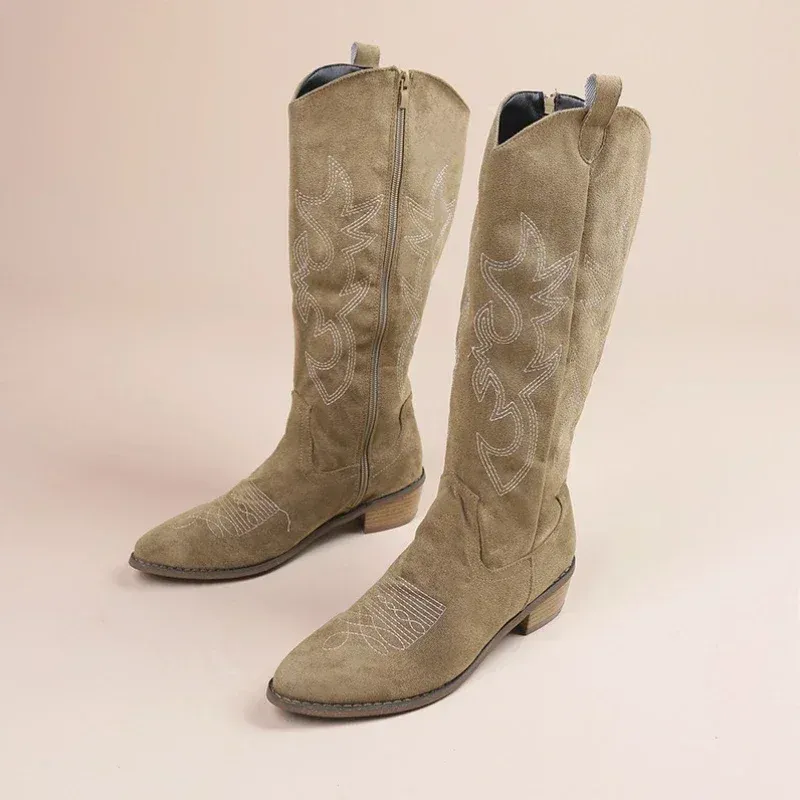 Embroidered Western Knee High Boots 5