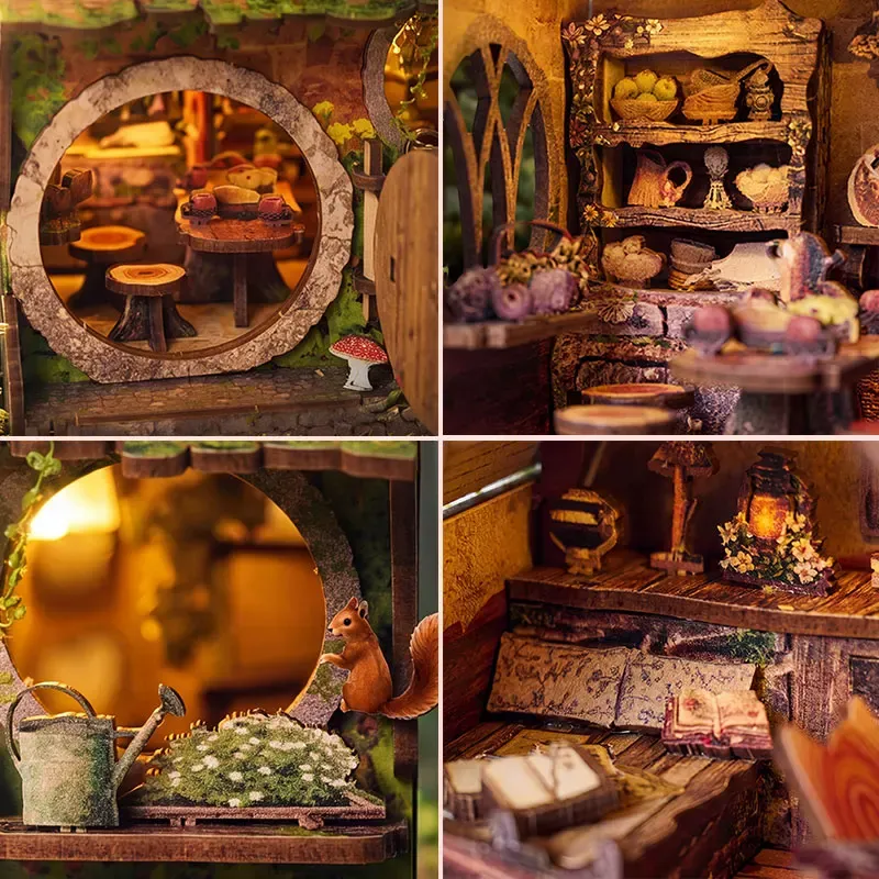 DIY Miniature Wooden Dollhouse Kit with LED 3