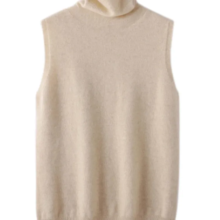 Merino Wool Turtleneck Sleeveless Vest 2