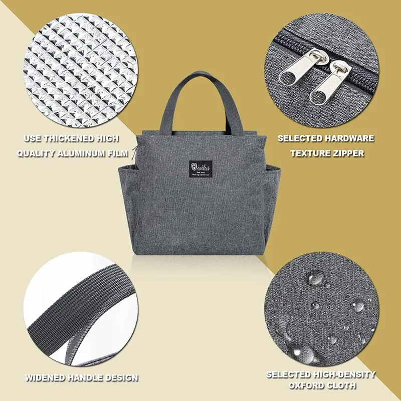 Cute Grey Garland Letter Thermal Lunch Bag 6