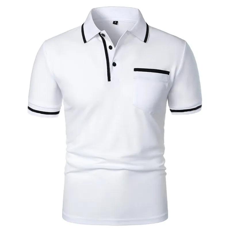 Men's Solid Color Polo Shirt with Pockets 4