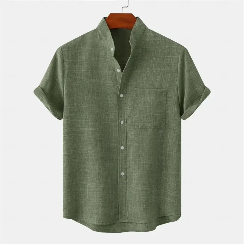 Men's Linen Short-Sleeve Collared Shirt 3