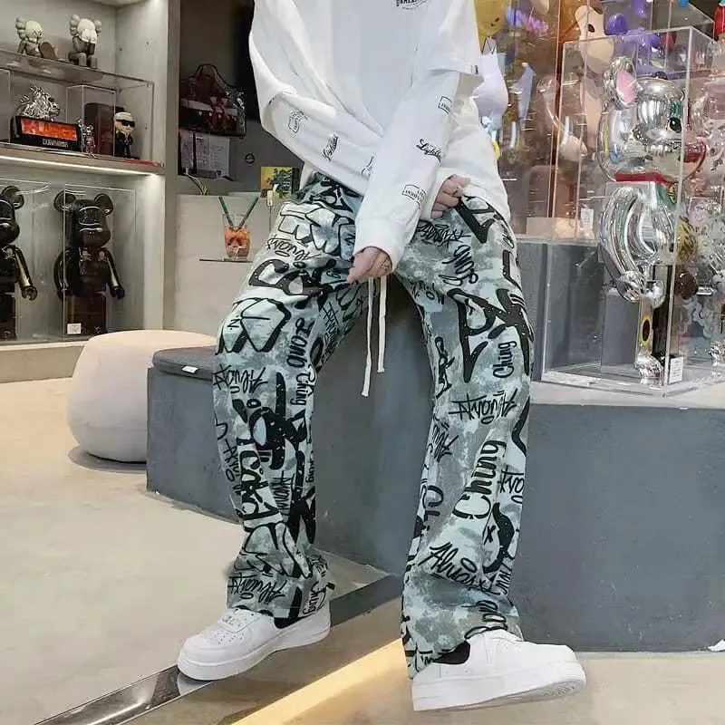 Y2K Graffiti Cargo Pants for Men 1