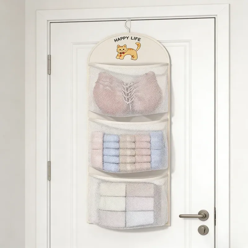Cat Print 3-Layer Hanging Closet Organizer 5