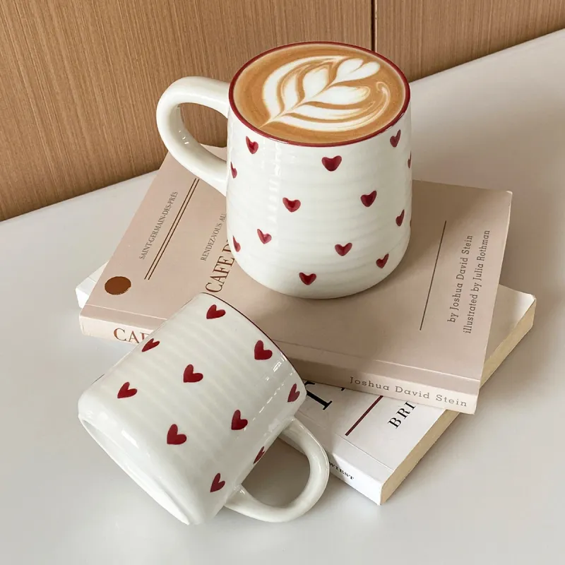 Cute Heart-Shaped Ceramic Coffee Mug 4