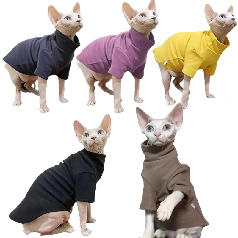 Sphynx Cat Fleece Turtleneck Sweater 1