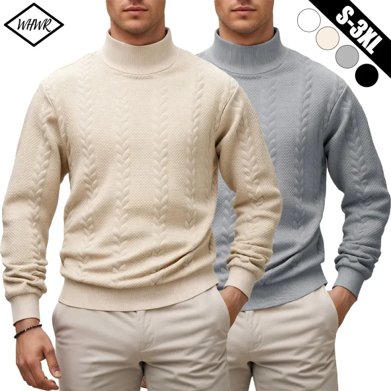 Men's Mock Neck Knit Pullover Sweater 1