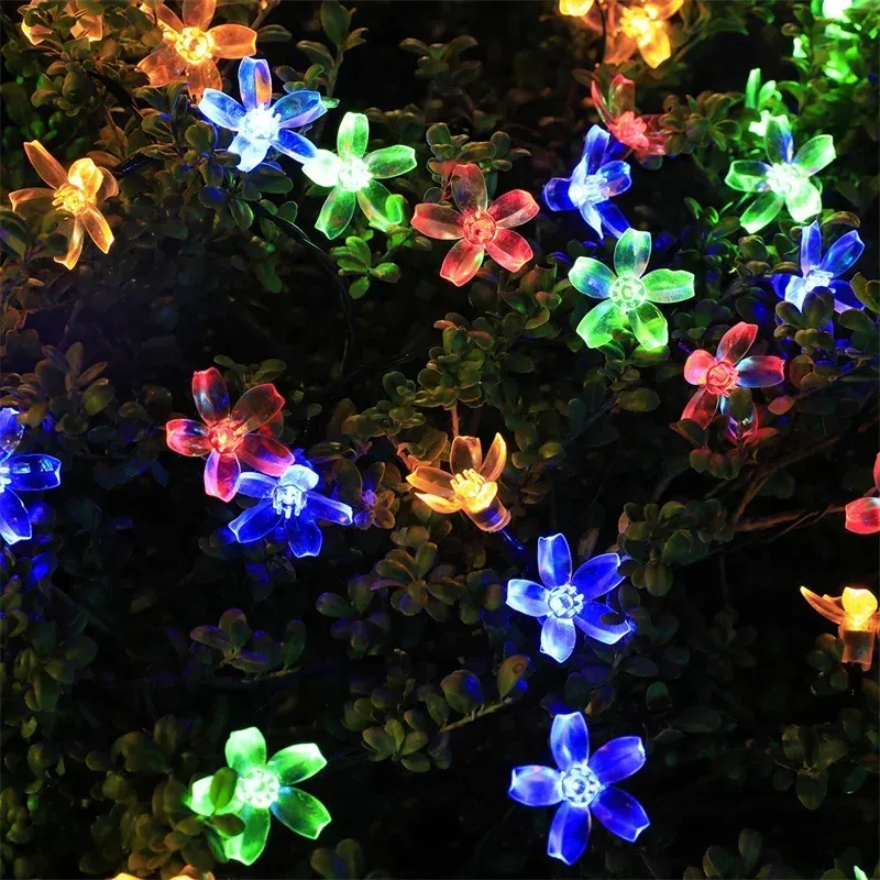 Solar Sakura Fairy Lights - 5M Peach Flower LED 2