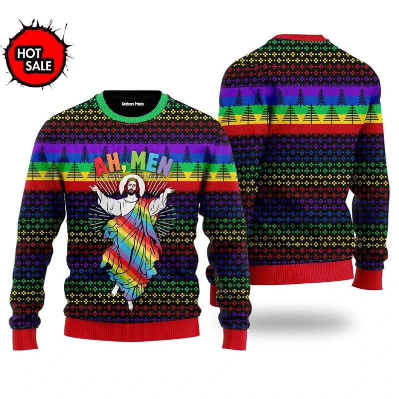 Happy Birthday Jesus 3D Ugly Christmas Sweatshirt 6
