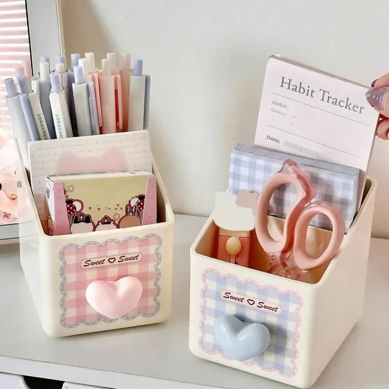 Heart Pattern Desktop Organizer Box 5