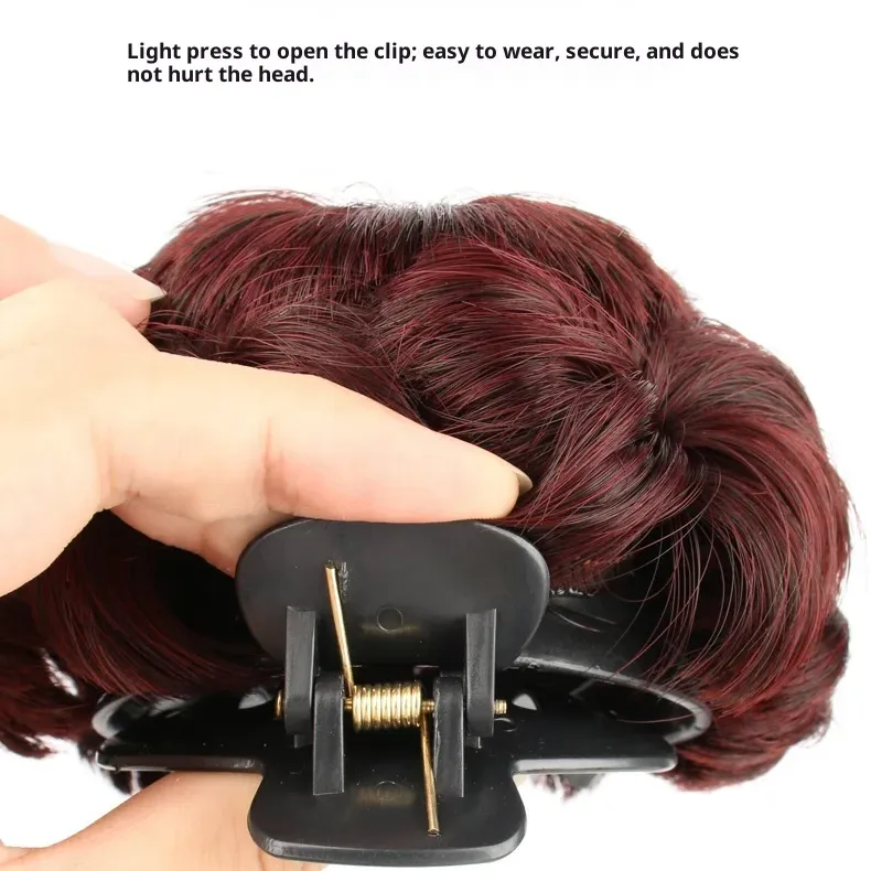Synthetic Hair Bun Set with Claw Clip 5