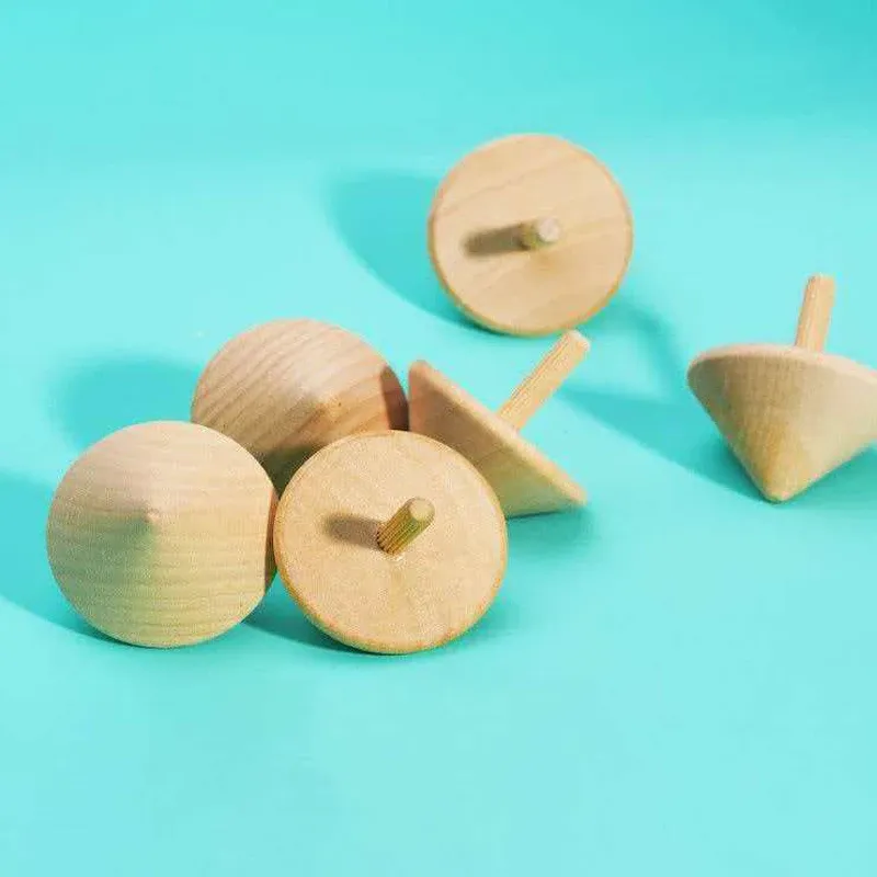 Unfinished Wooden Spinning Top Bulk Party Favors 5