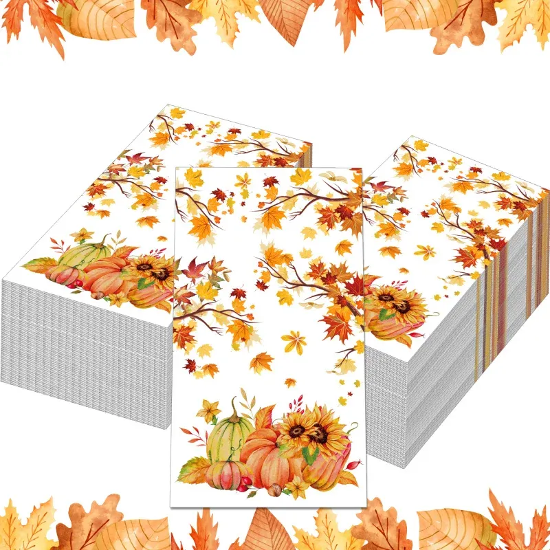 Thanksgiving Maple Leaf Pumpkin Napkins 3