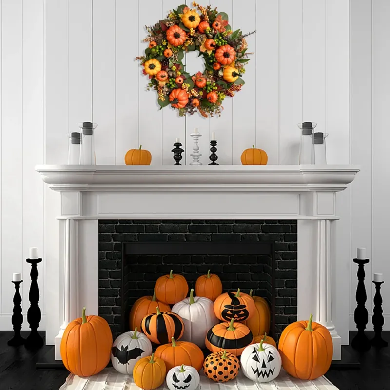 Fall Maple Pumpkin Wreath 45cm 3