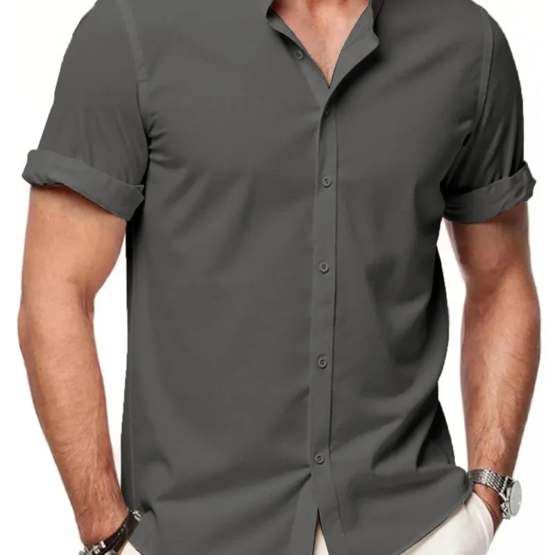 Men's Linen Stand Collar Summer Shirt 3