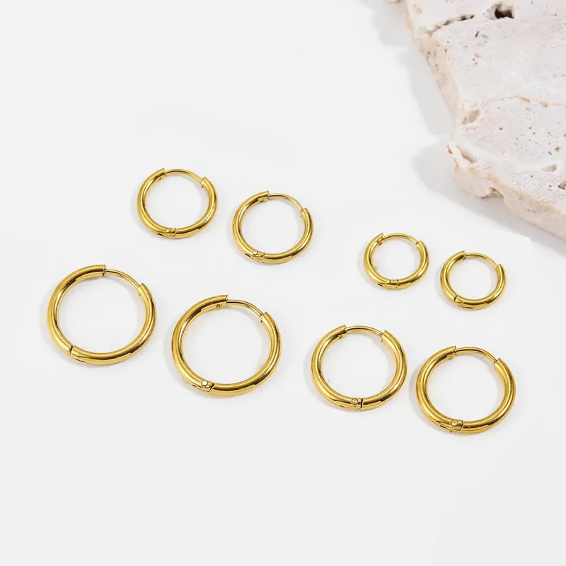 Gold Plated Huggies Earrings Set 4-Pair 4
