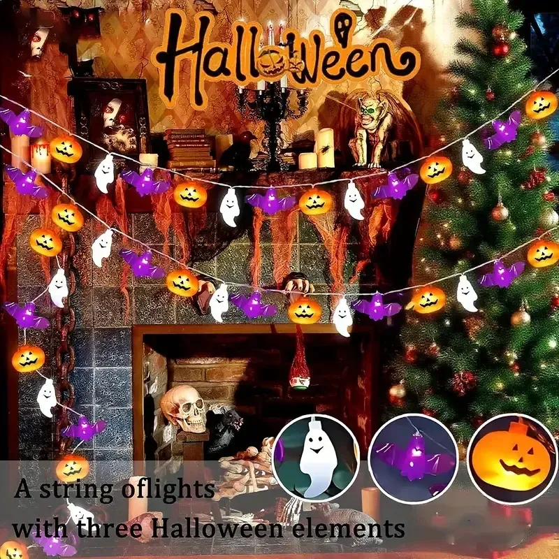 Halloween LED String Lights Pumpkin Bat Ghost 5
