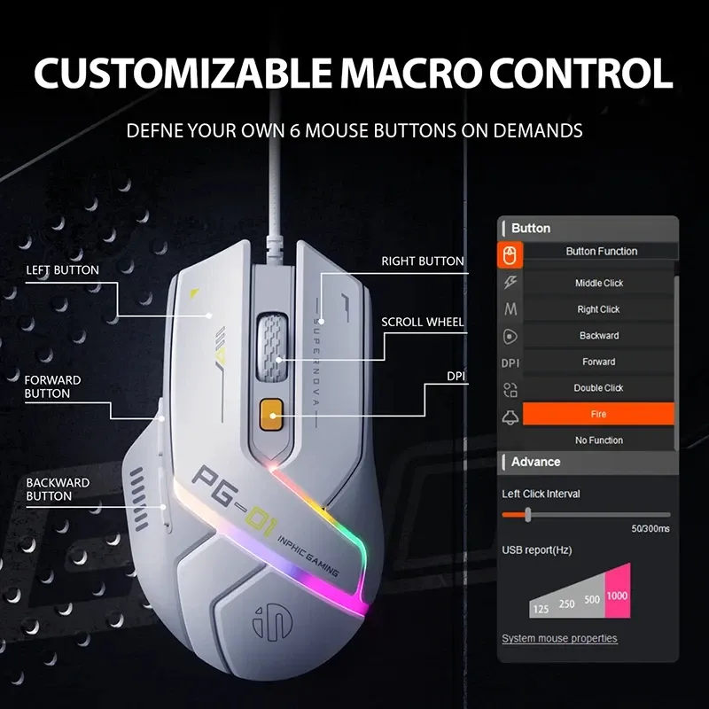 INPHIC PG1 RGB Wired Gaming Mouse 6