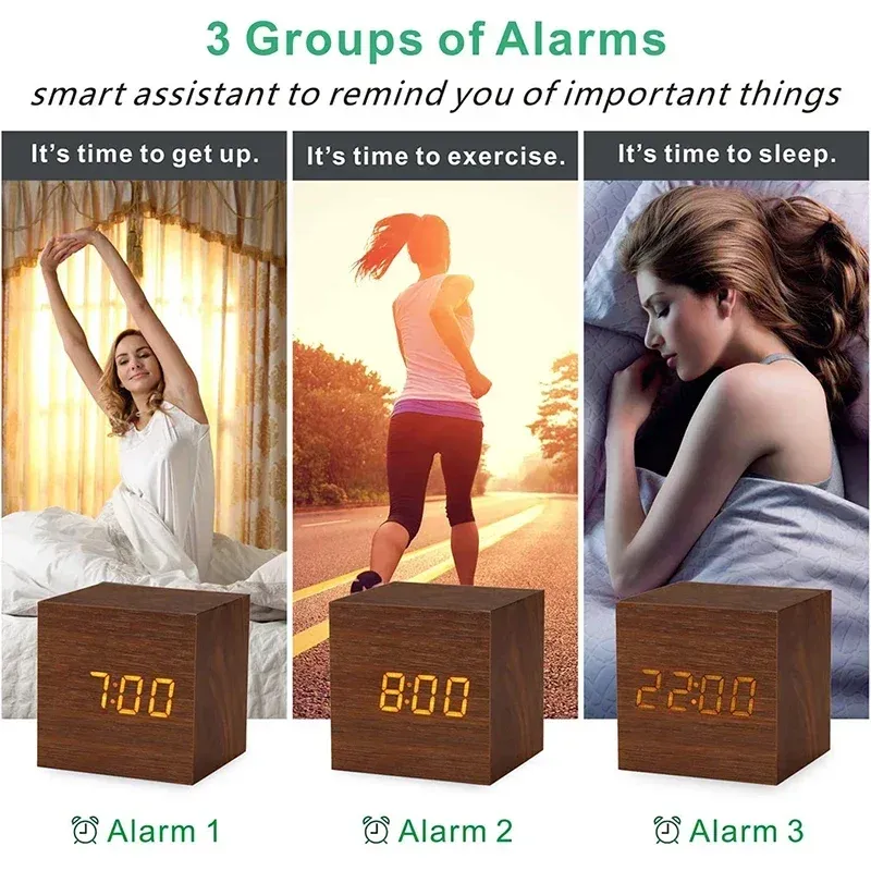 Wooden LED Digital Alarm Clock 2