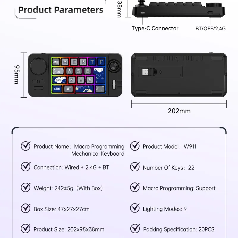3-Mode Bluetooth Mechanical Macro Keypad 6