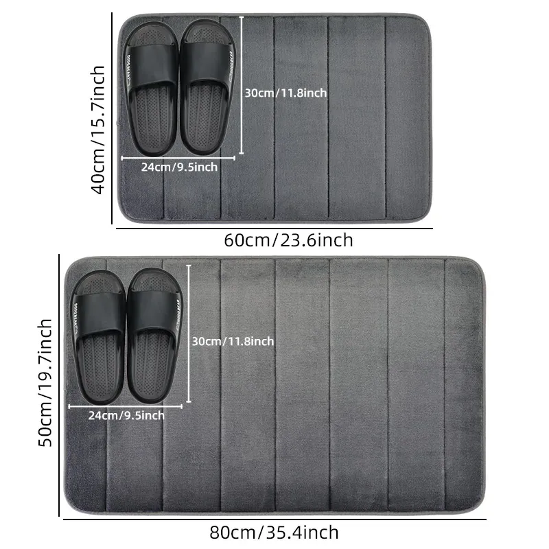 Ultra Soft Non-Slip Bath Rug Dark Gray 6