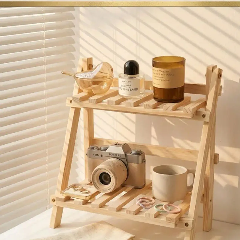 2-Tier Foldable Wood Plant Stand 2