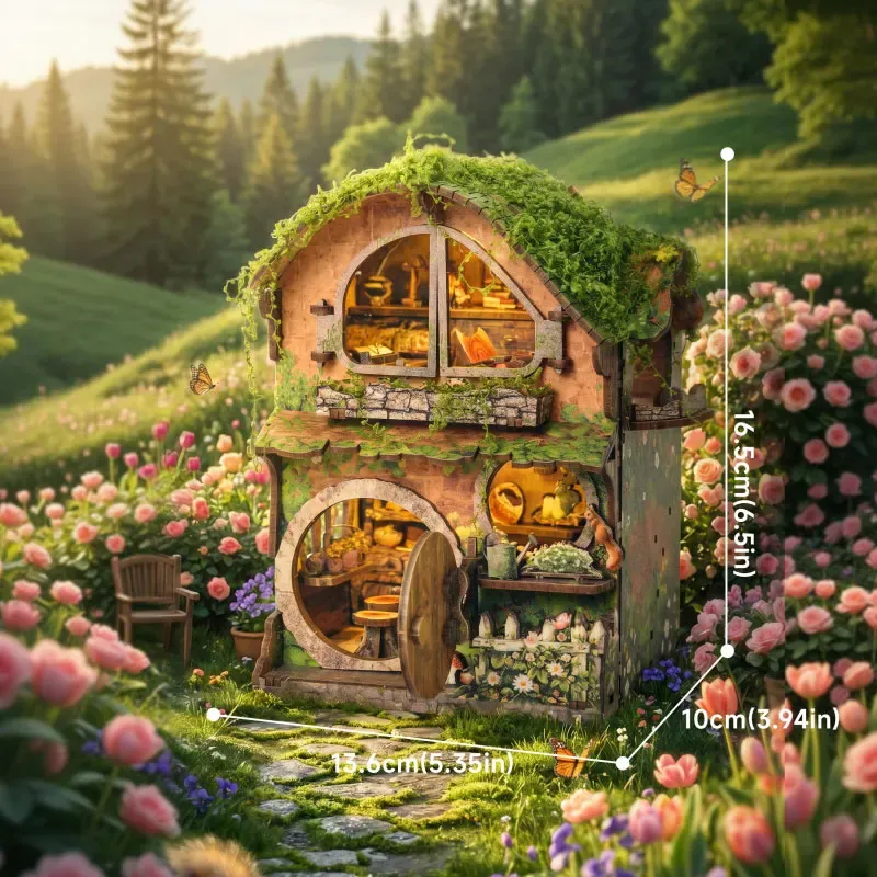 DIY Miniature Wooden Dollhouse Kit with LED 6